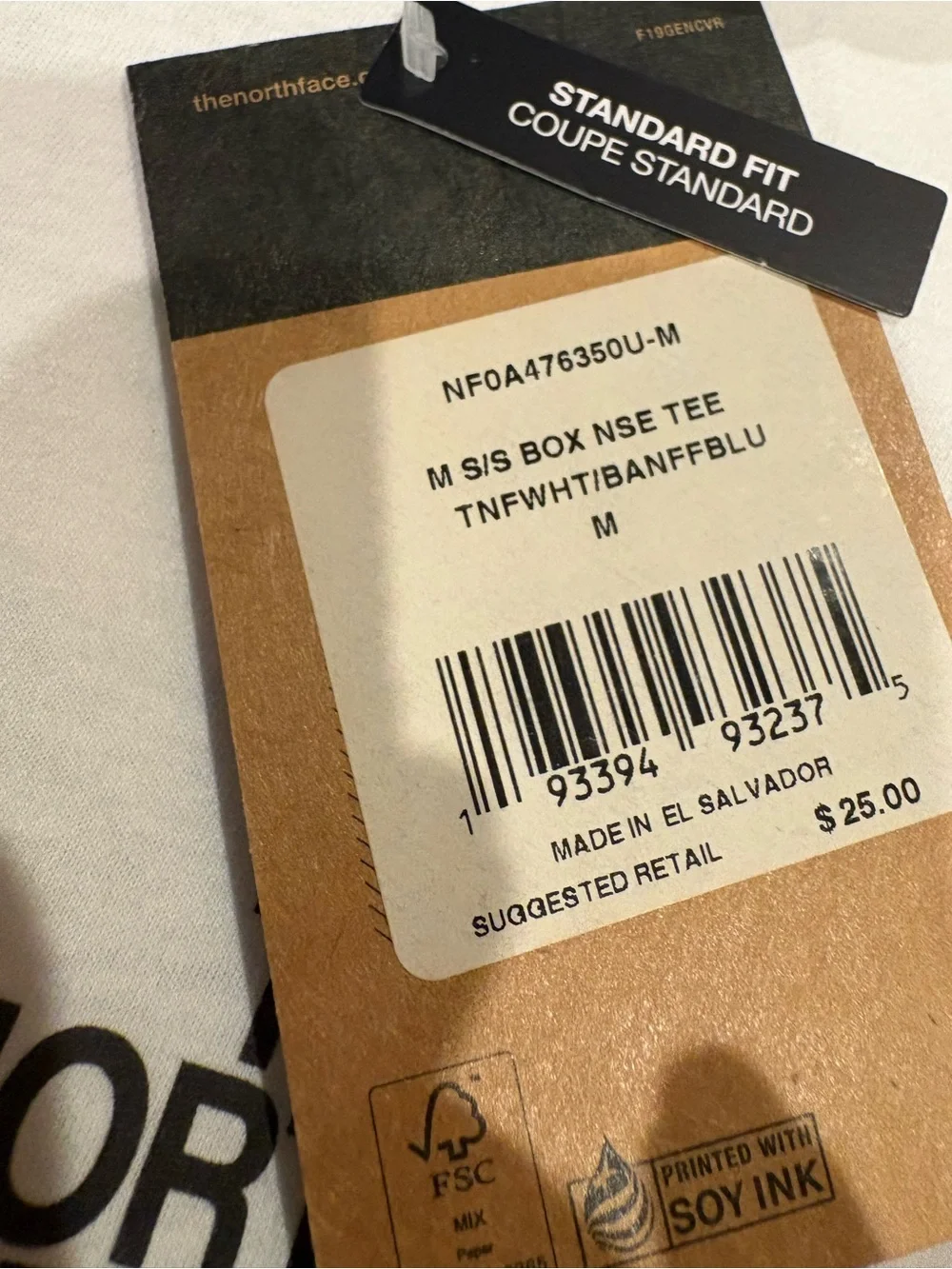 Men's The North Face Crew Neck Boxy Tee White T-Shirt Size M